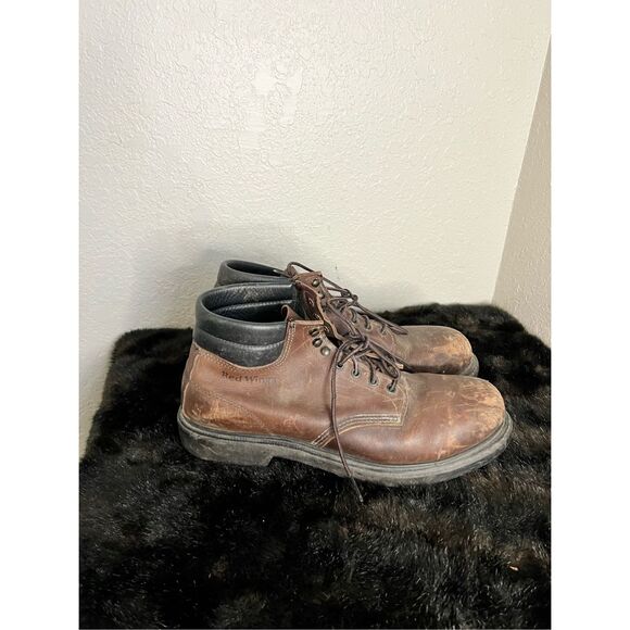 Mens Red Wing Brown Leather Steel Toe BOOTS 13